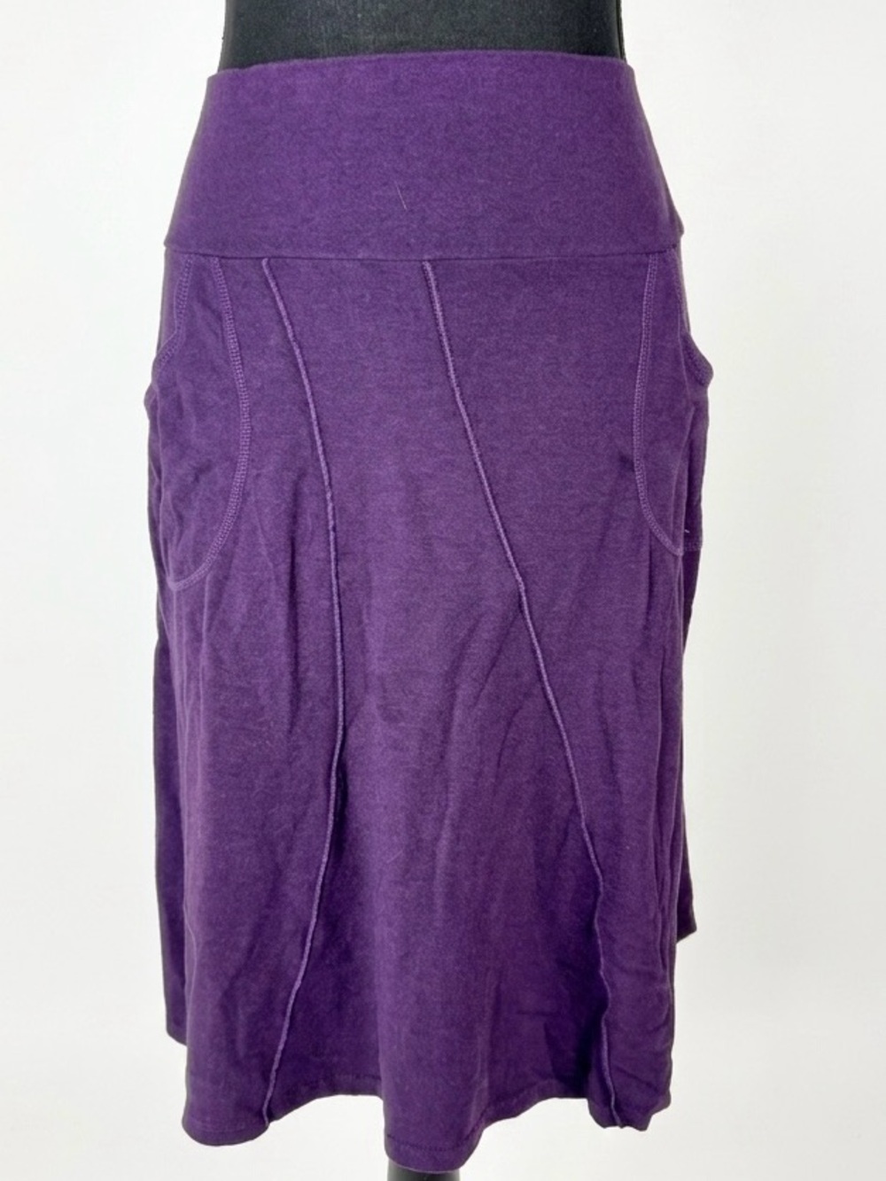 SALTS Purple Bamboo Organic Cotton Midi Skirt Boho Festival Pockets Medium